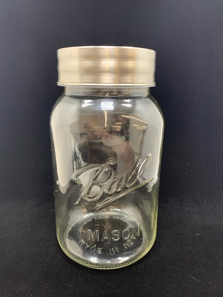 LG MASON JAR BALL CANISTER W/METAL LID.