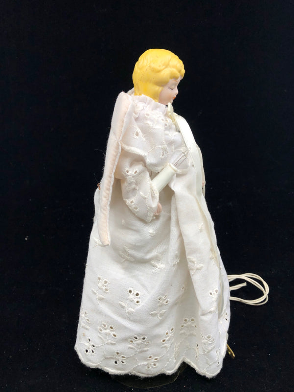 ANGEL IN WHITE DRESS LIGHT UP TREE TOPPER.