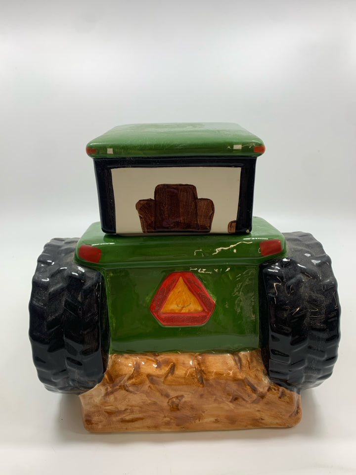 JOHN DEER GREEN TRACTOR COOKIE JAR.