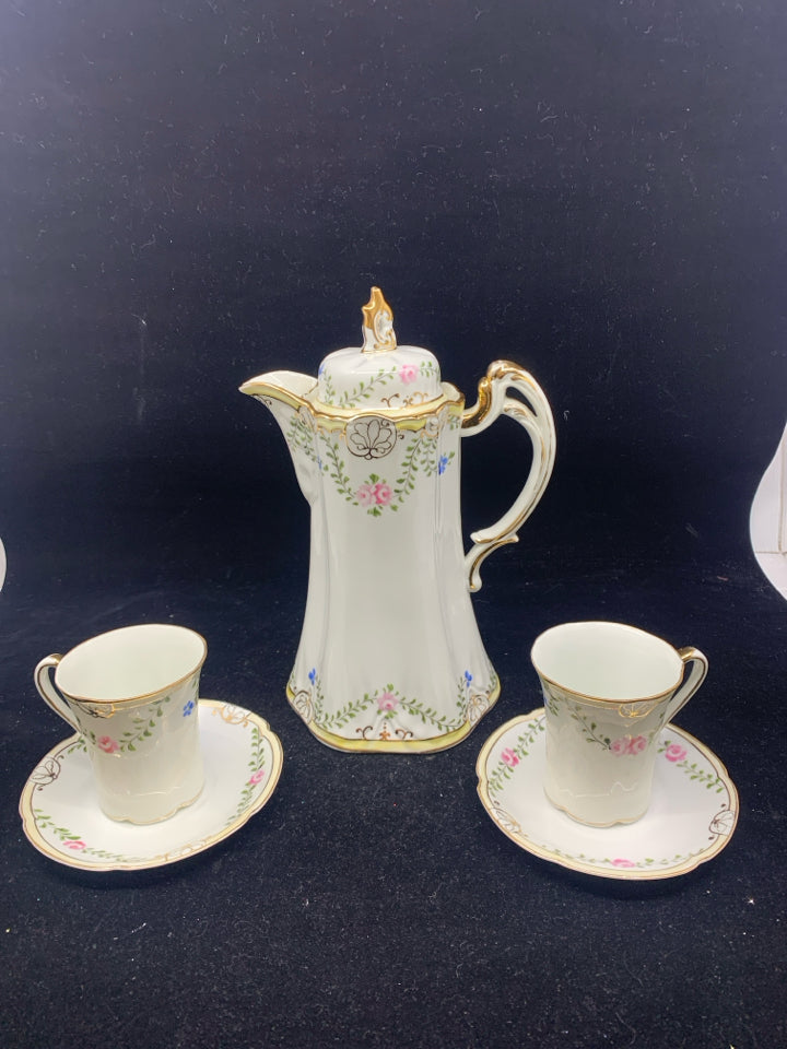 5 PIECE VTG FLORAL TEA SET.