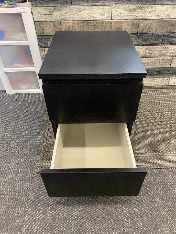 BLACK 2 DRAWER NIGHTSTAND.