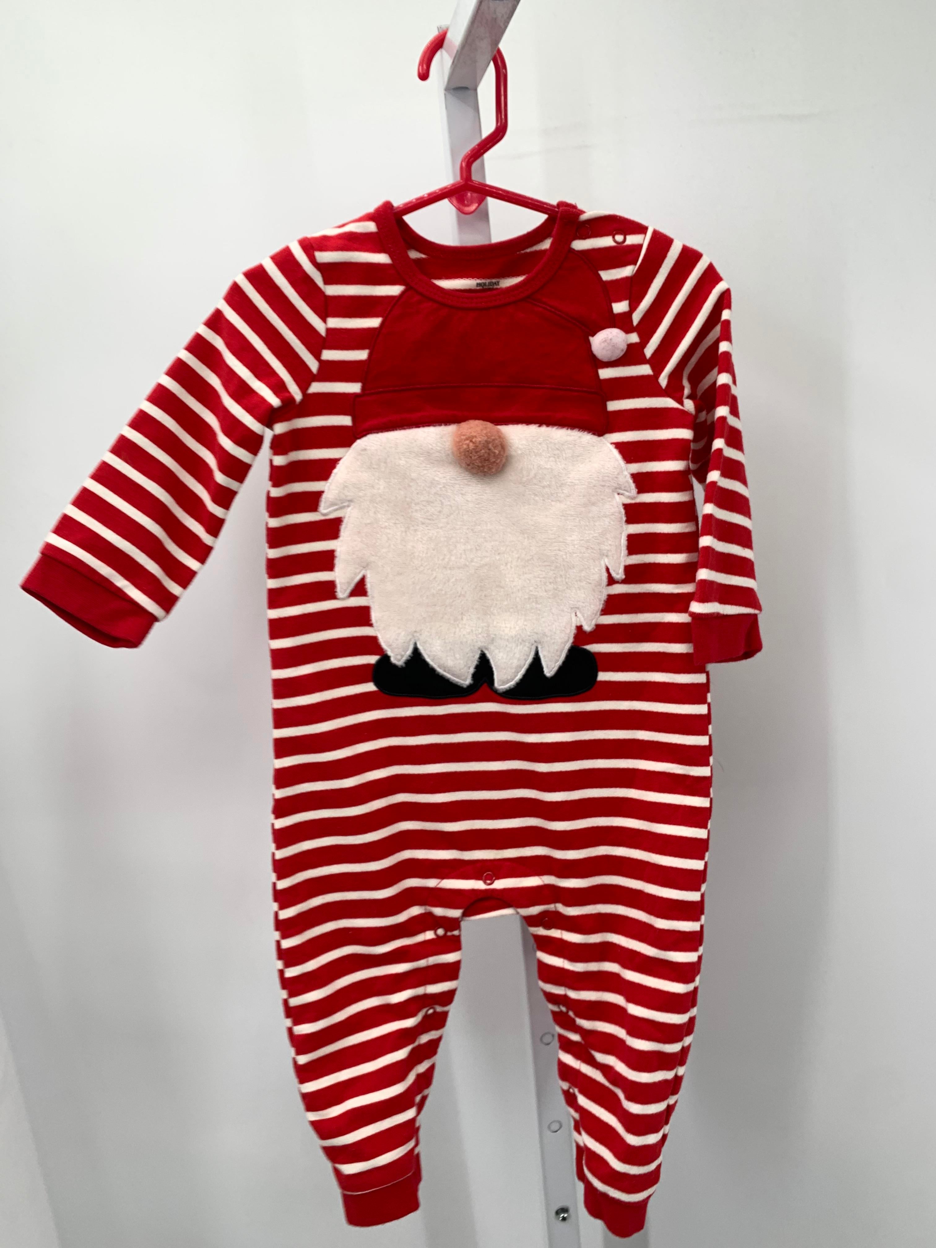 LONG SLV ROMPER SANTA STRIPES.