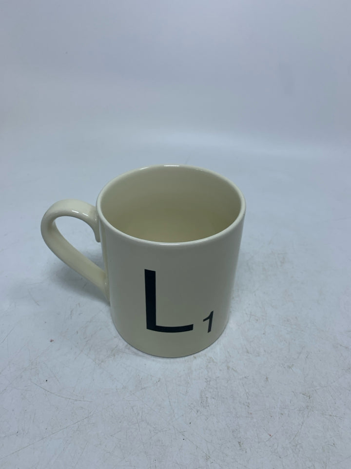 SCABBLE "L" MUG.