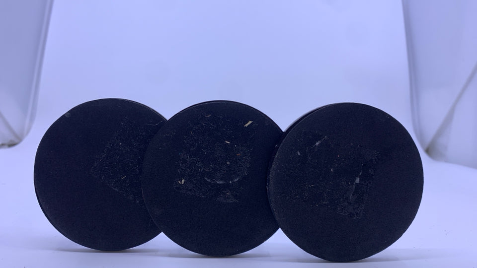 3 BLACK SKINNY BASE TAPER CANDLE HOLDERS.