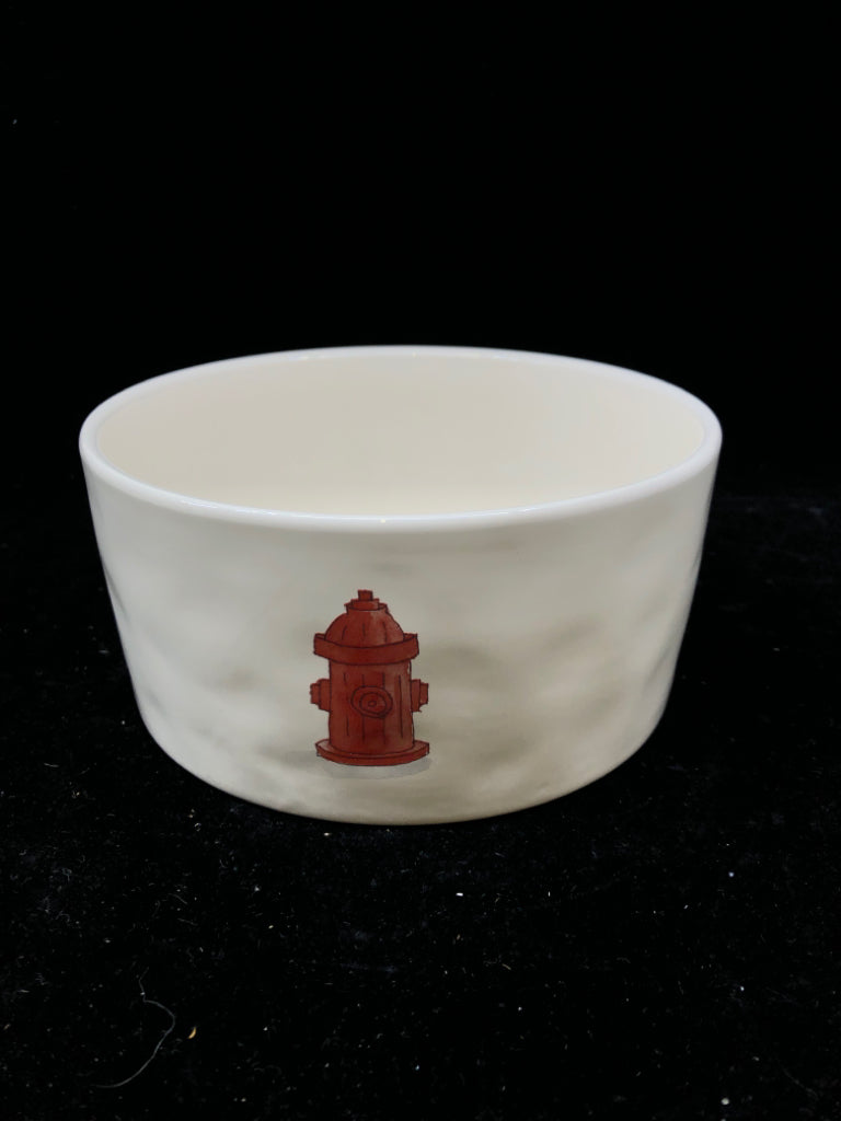 RAE DUNN GULP W FIRE HYDRENT PET DISH.