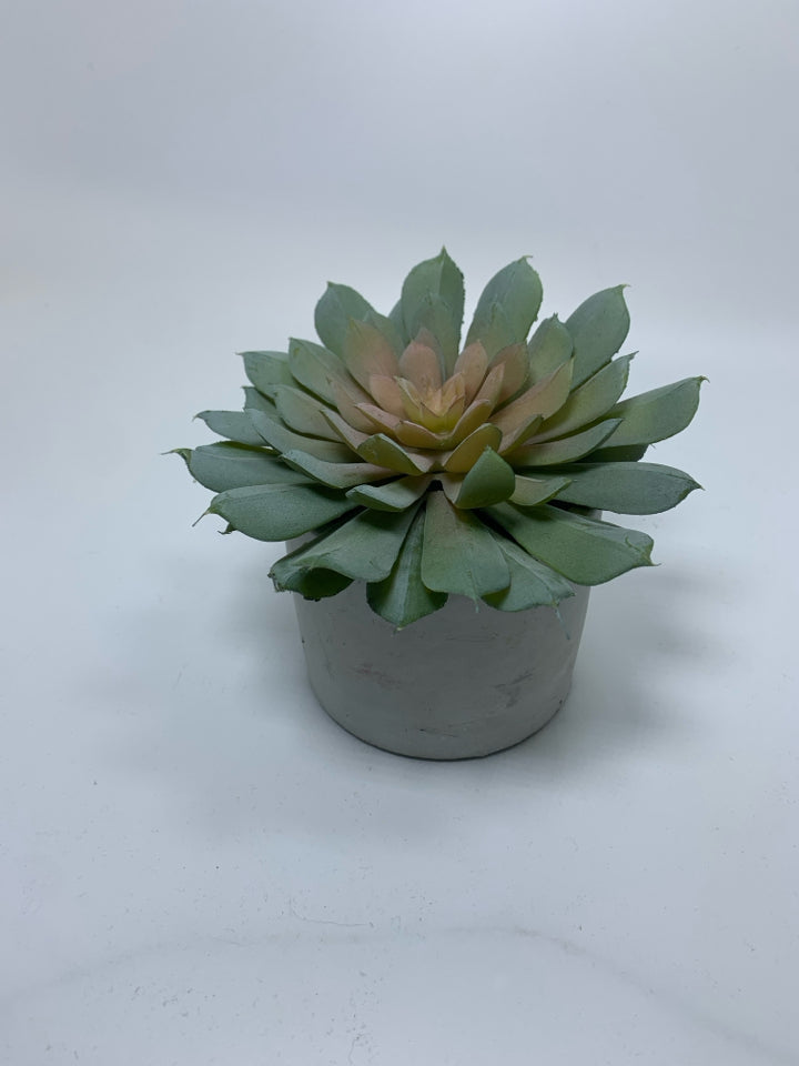 CEMENT PLANTER W/ FAUX SUCCULENT.