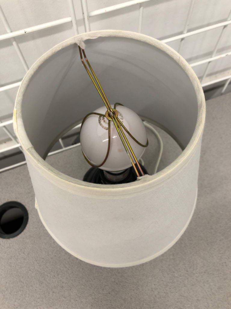 SM BLACK LAMP W WHITE SHADE.