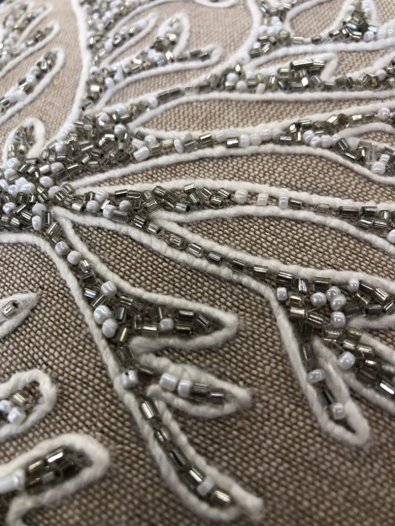 BEADED BEIGE PILLOW CORAL COASTAL COLLECTIONS.