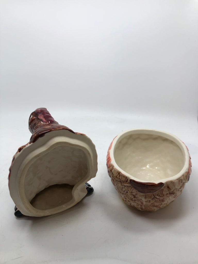 TURKEY PAINTED CERAMIC GRAVY BOAT.