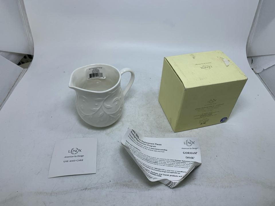 NIB LENOX OPAL INNOCENCE CARVED CREAMER.
