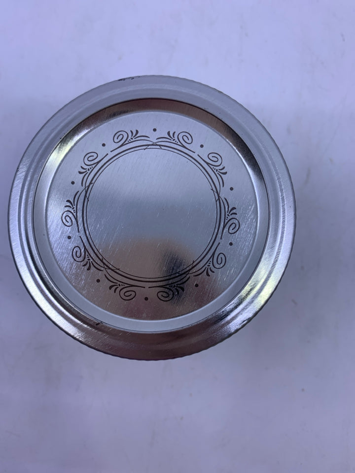 SMALL DIAMOND PATTERN JAR W SILVER LID.