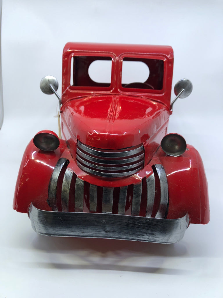 RED PICKUP TRUCK FIGURINE.