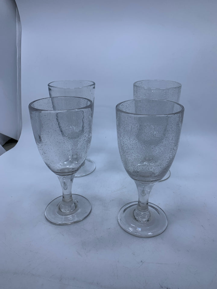 4 CLEAR BUBBLE GOBLETS.
