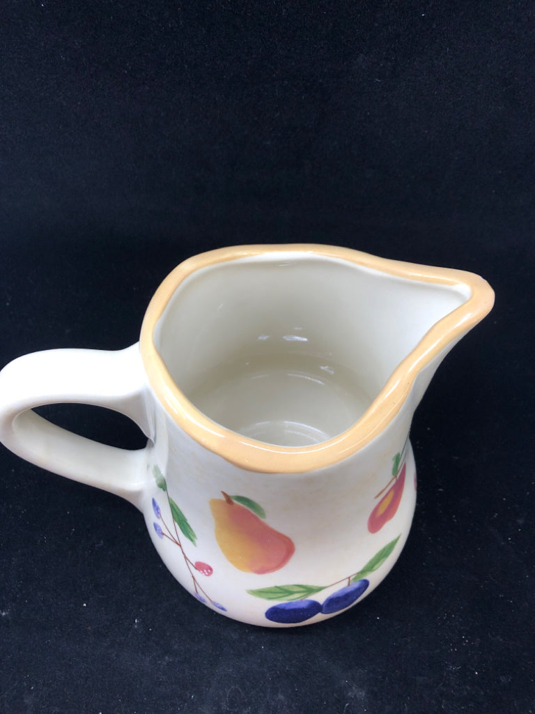 VTG TALL CREAM PITCHER FRUIT.
