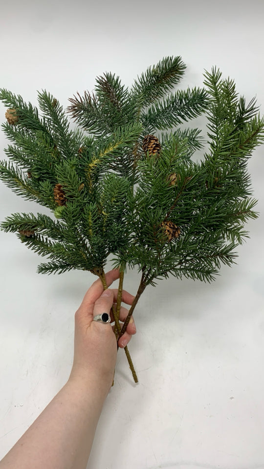 FAUX PINE BRANCHES W/ PINECONES-BUNDLE OF 3.