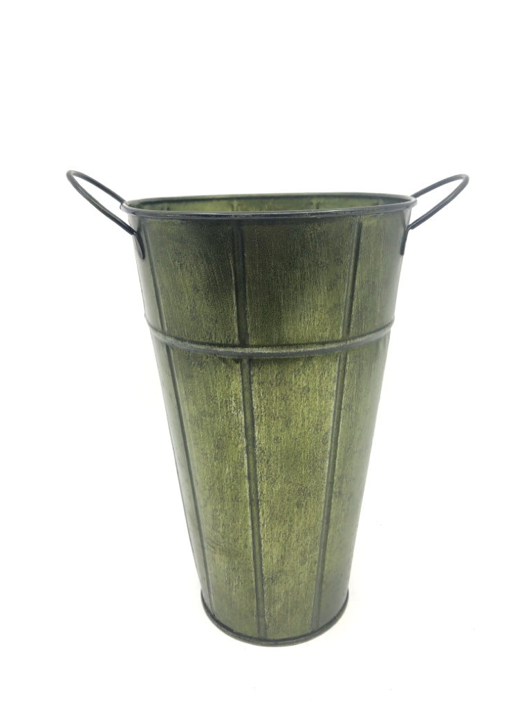 GREEN METAL BUCKET.