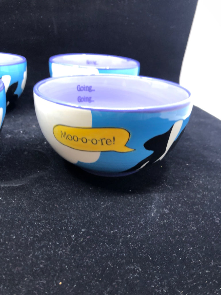 4 BEN AND JERRY'S COW ICE CREAM BOWLS.