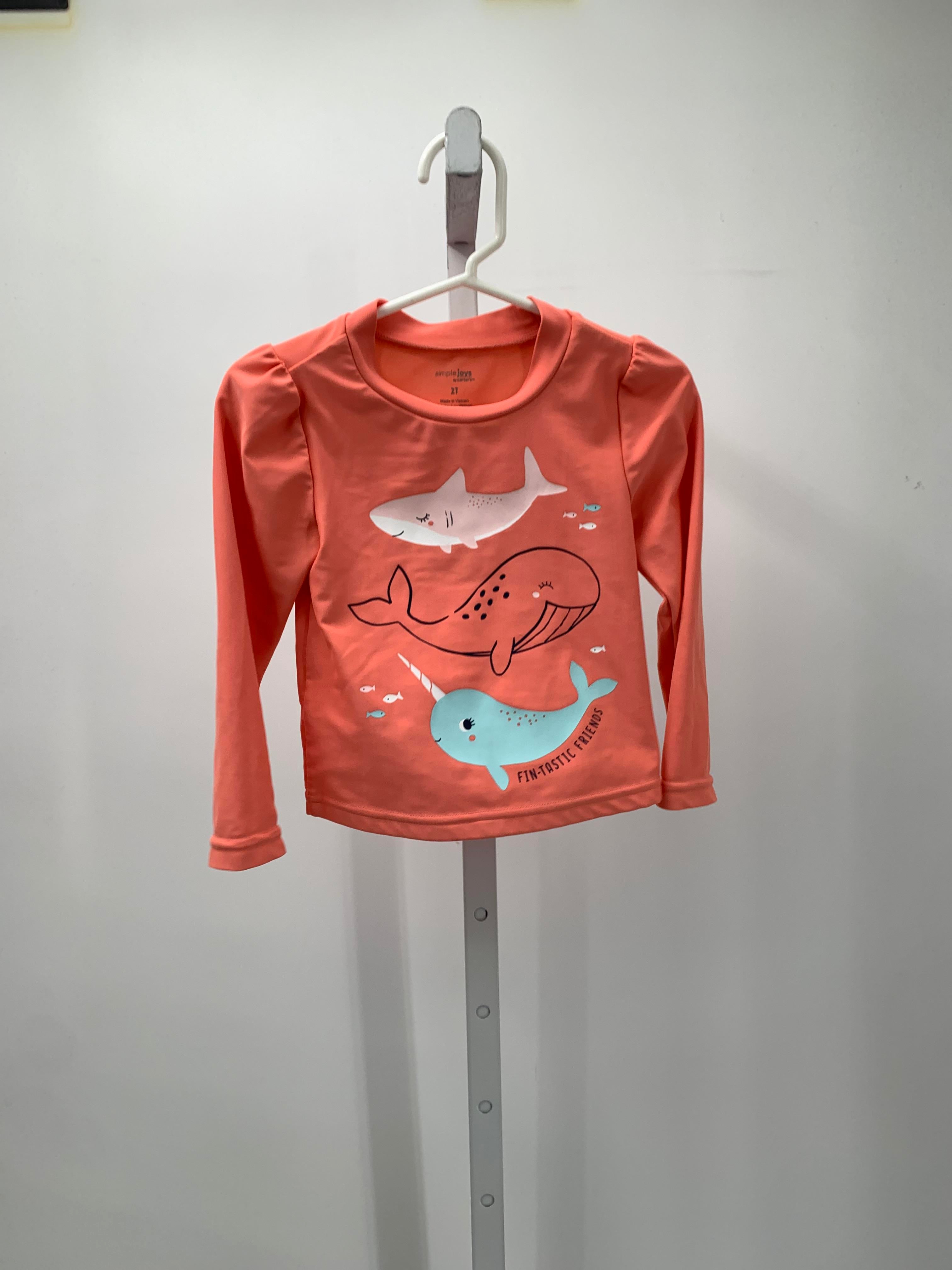 Simple Joys Size 2T Girls Swim Shirt