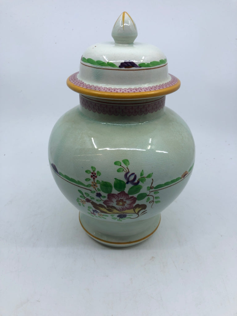 VTG PINK FLORAL GINGER JAR- CAYLX WARE.