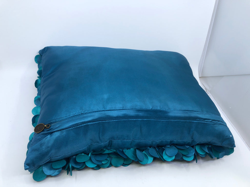 PETAL FABRIC TEAL RECTANGLE ACCENT PILLOW.