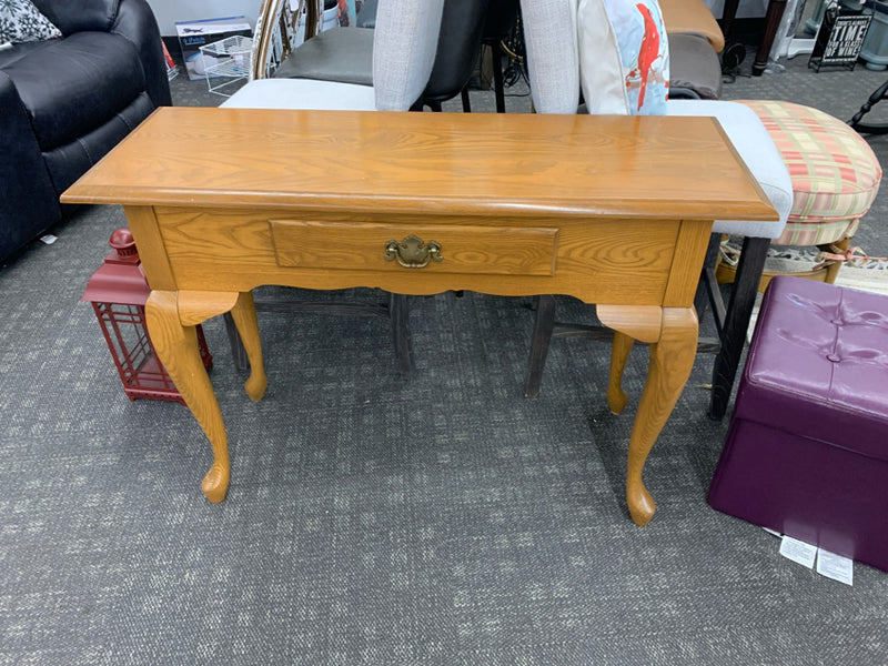 WOOD CENTER DRAWER SOFA TABLE.