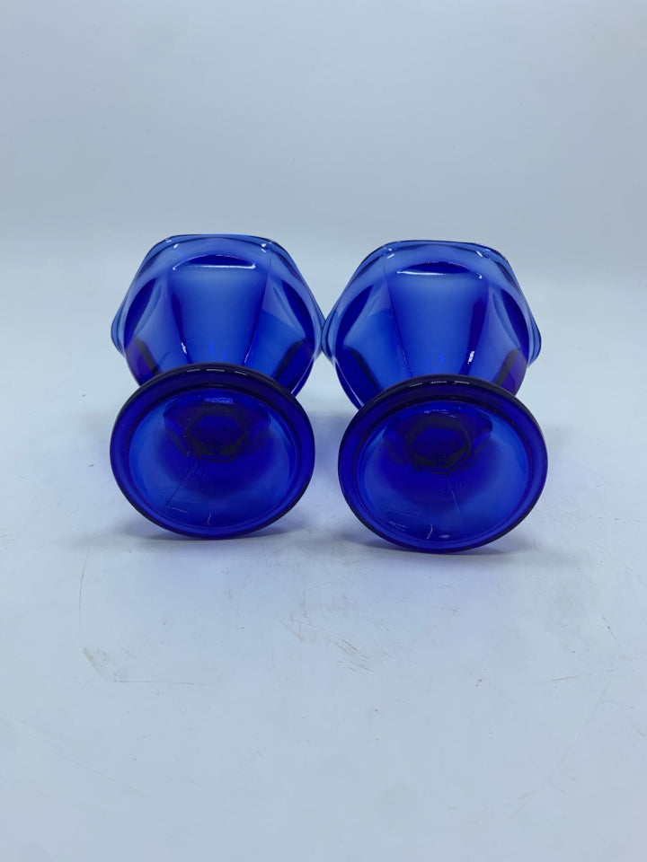 2 COBALT BLUE GLASS SUNDAE CUPS.