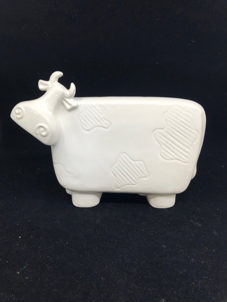 WHITE CERAMIC FLAT COW.