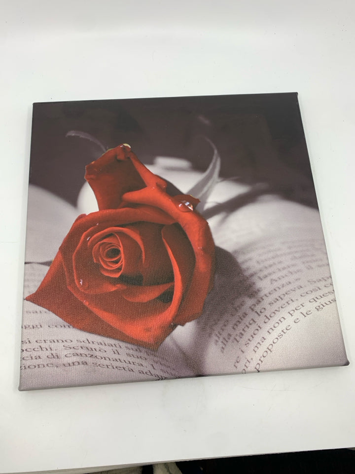 ROSE IN BOOK WALL CANVAS.