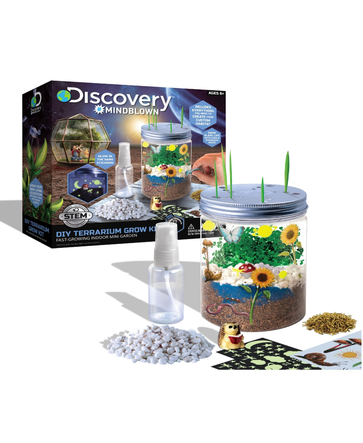 Discovery Kids Diy Terrarium Grow Kit, Fast-Growing Indoor Mini Garden -