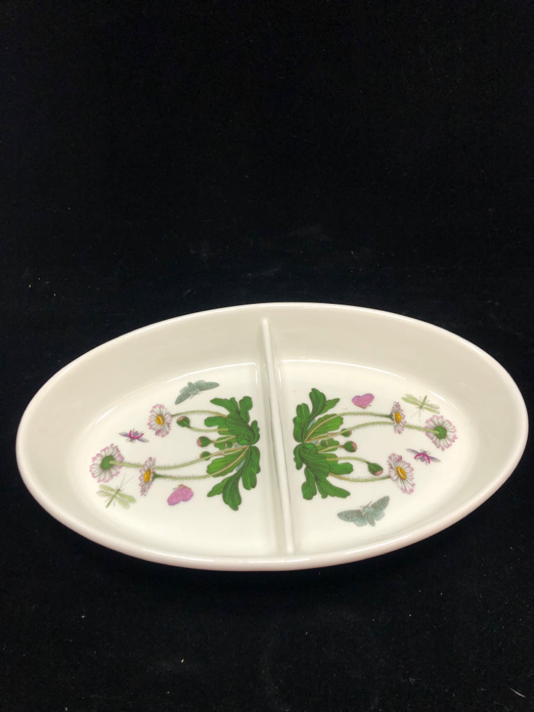 OVAL DIVIDED BOTANTIC SERVING BOWL 11" X 7"