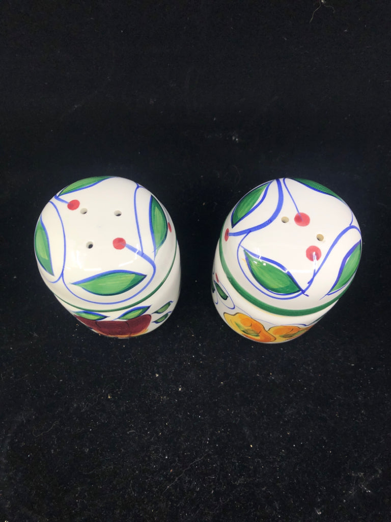 GIBSON FRUIT PAINTED S AND P SHAKERS.