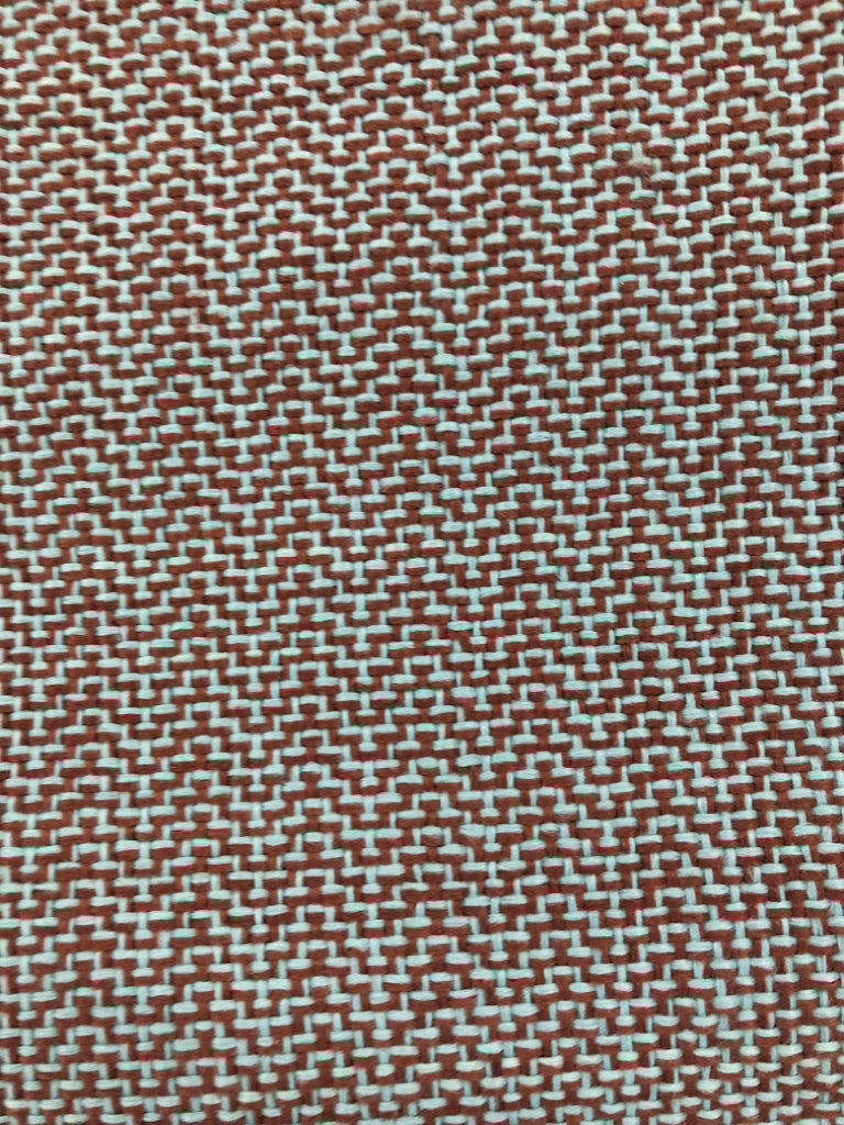 BROWN/TEAL WOVEN TABLE RUNNER.