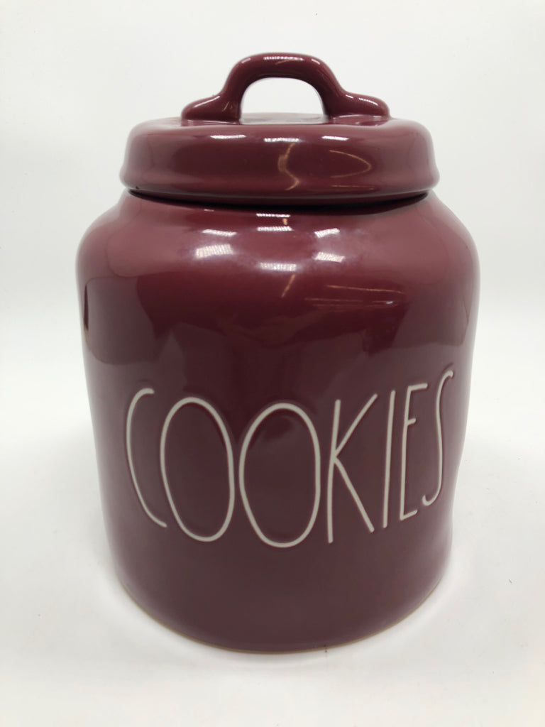 RAE DUNN MAROON COOKIE JAR.