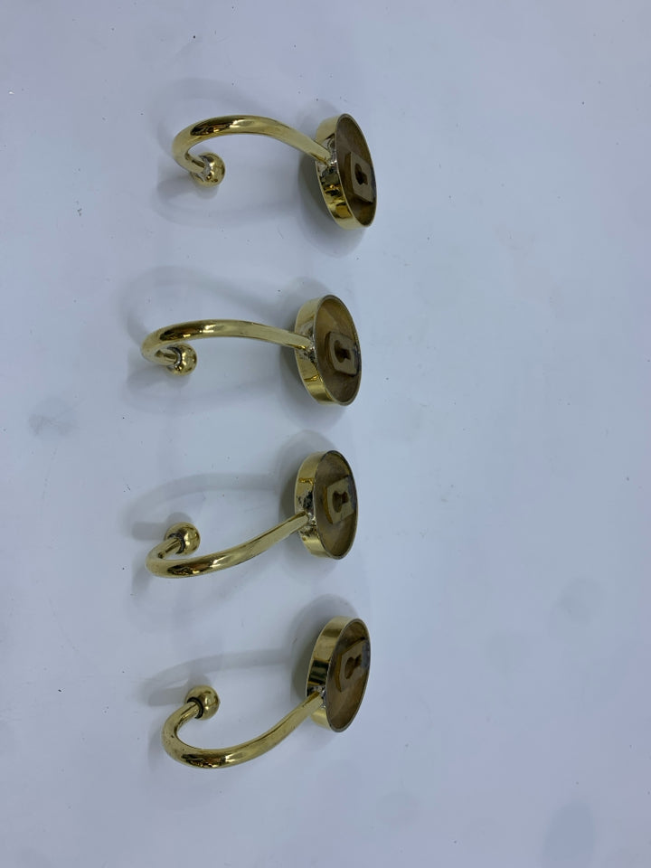 4PC GOLD & MARBLE WALL-HOOKS.