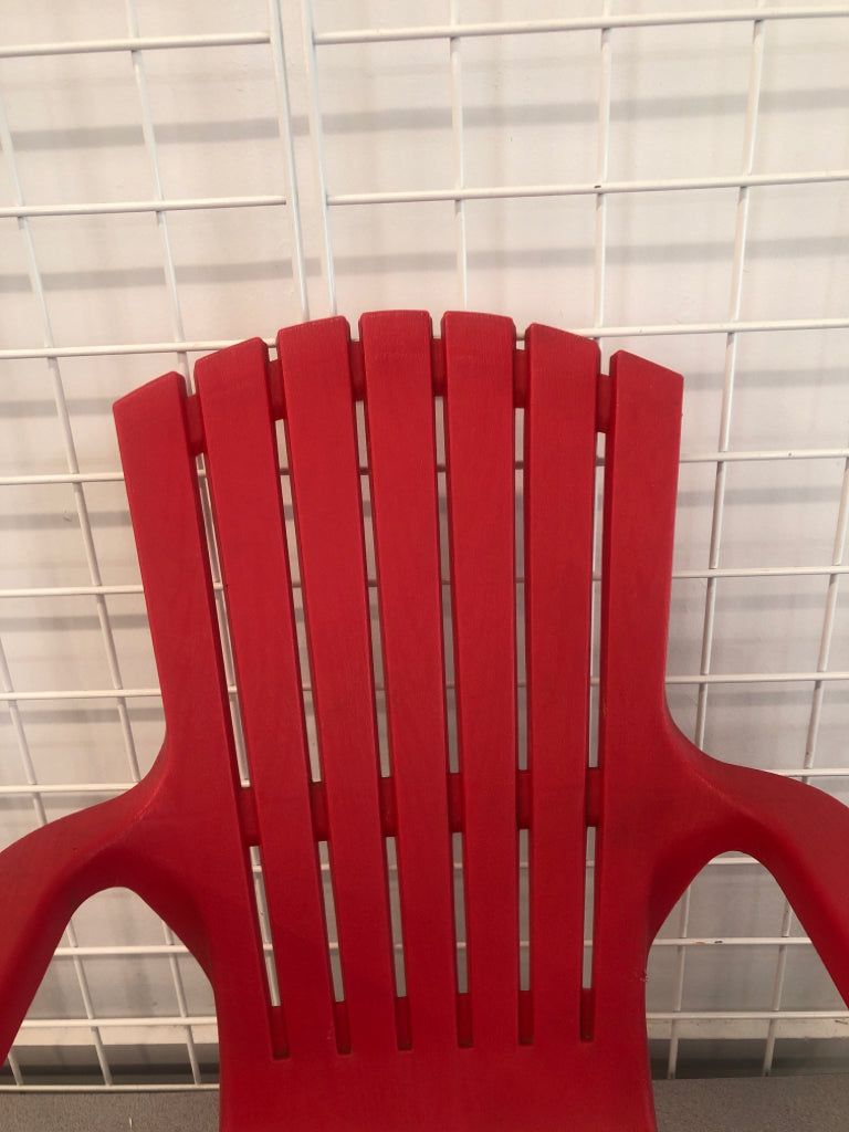 KIDS RED PLASTIC ADIRONDAK CHAIR.