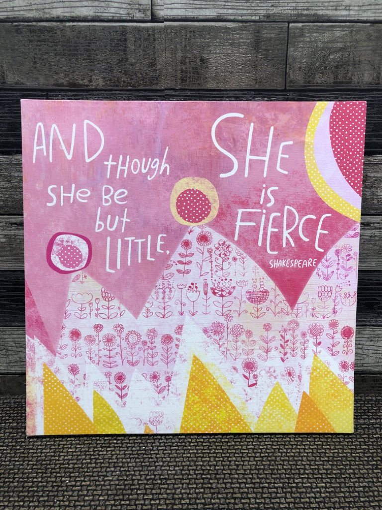 AND THOUGH SHE PINK CANVAS WALL ART.