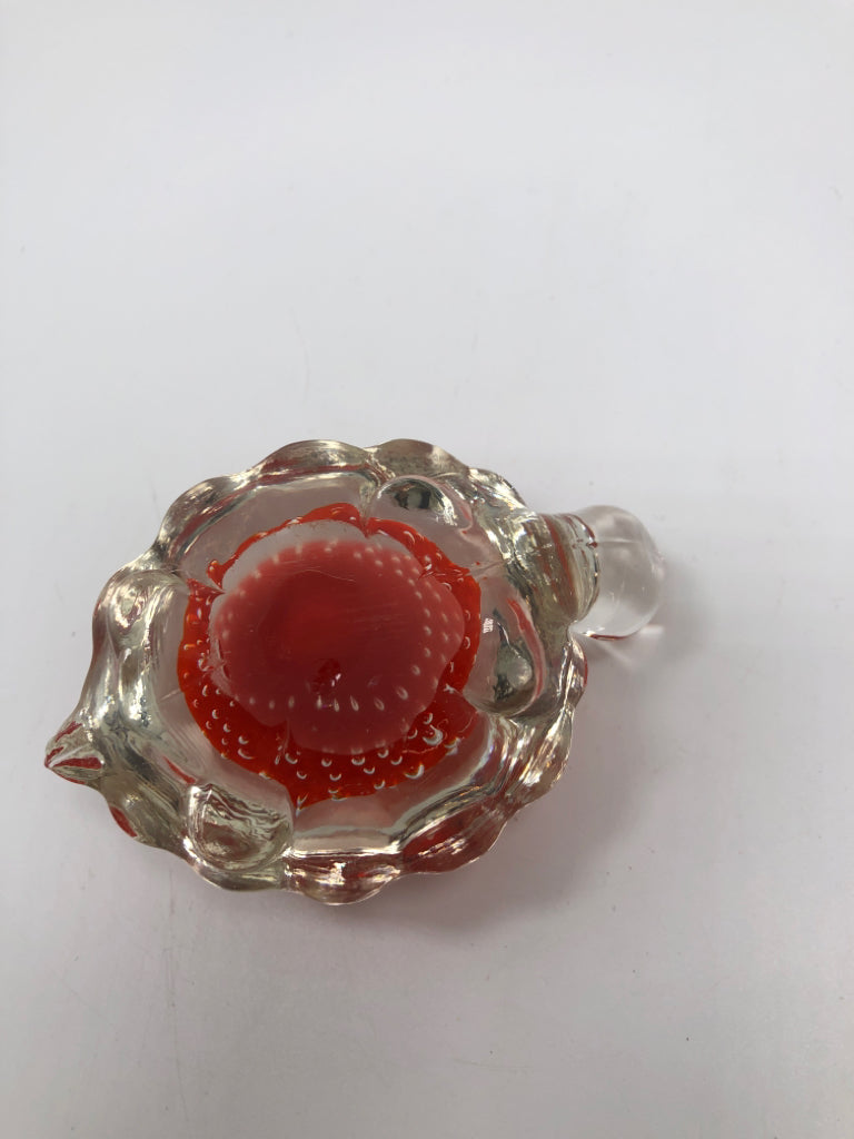 GLASS TURTLE W/ORANGE CENTER.