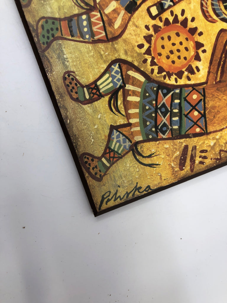 COLORFUL INDIGENOUS PEOPLE DANCING WALL ART.