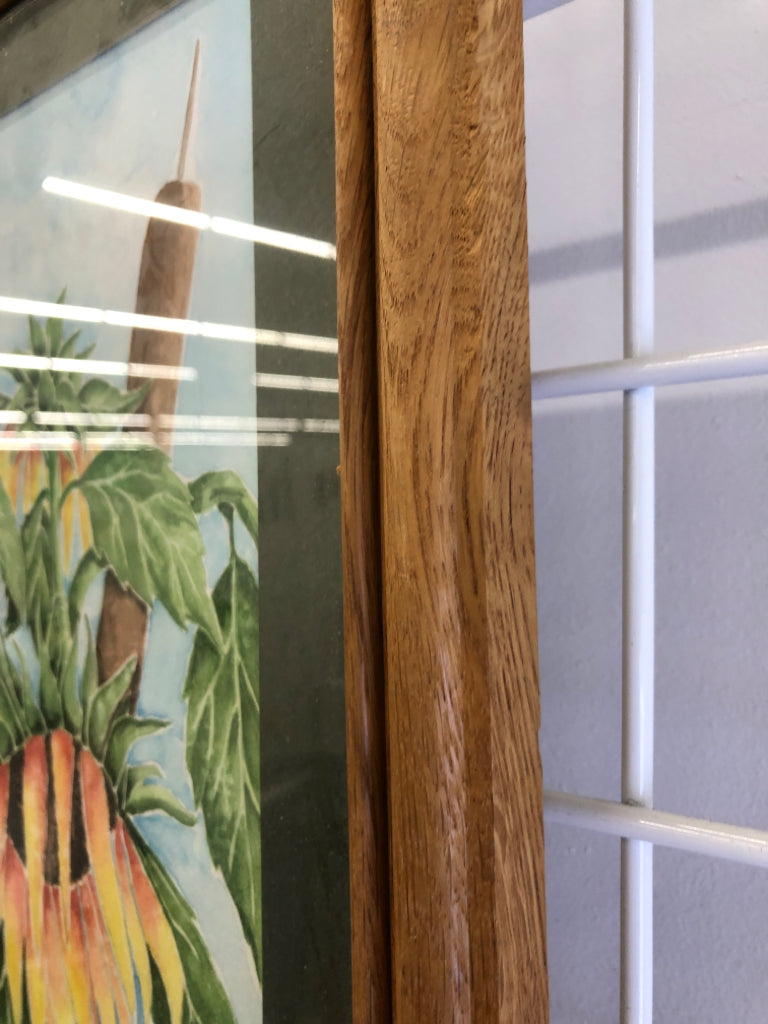 SUNFLOWER & PUSSY WILLOW FRAMED PRINT.