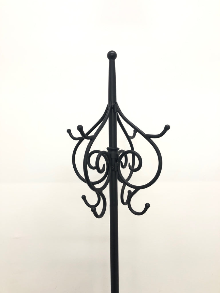 BLACK METAL COAT RACK.