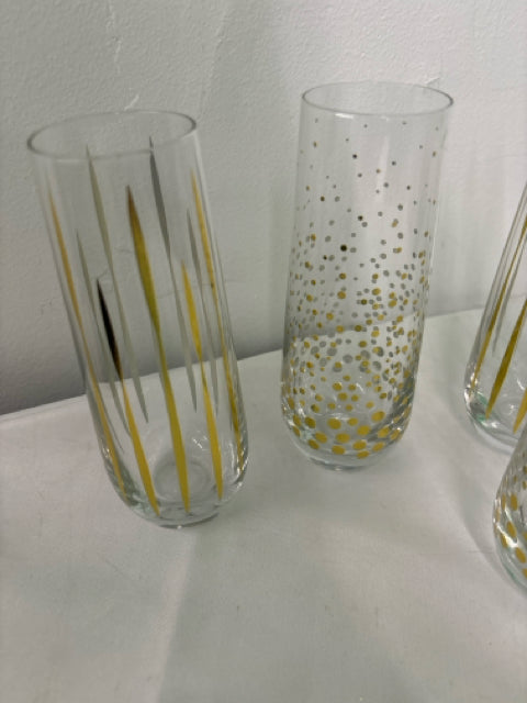 4 STRIPE + DOTS STEMLESS CHAMPAGNE GLASSES