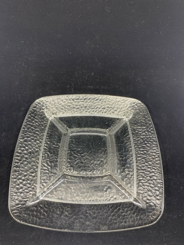 SQUARE GLASS DIVIDED DISH.