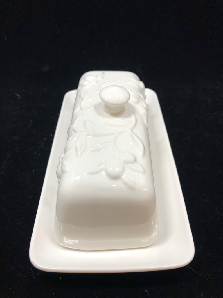 FLORAL BUTTER DISH W/LID-MASON NEUVE CERAMIC.