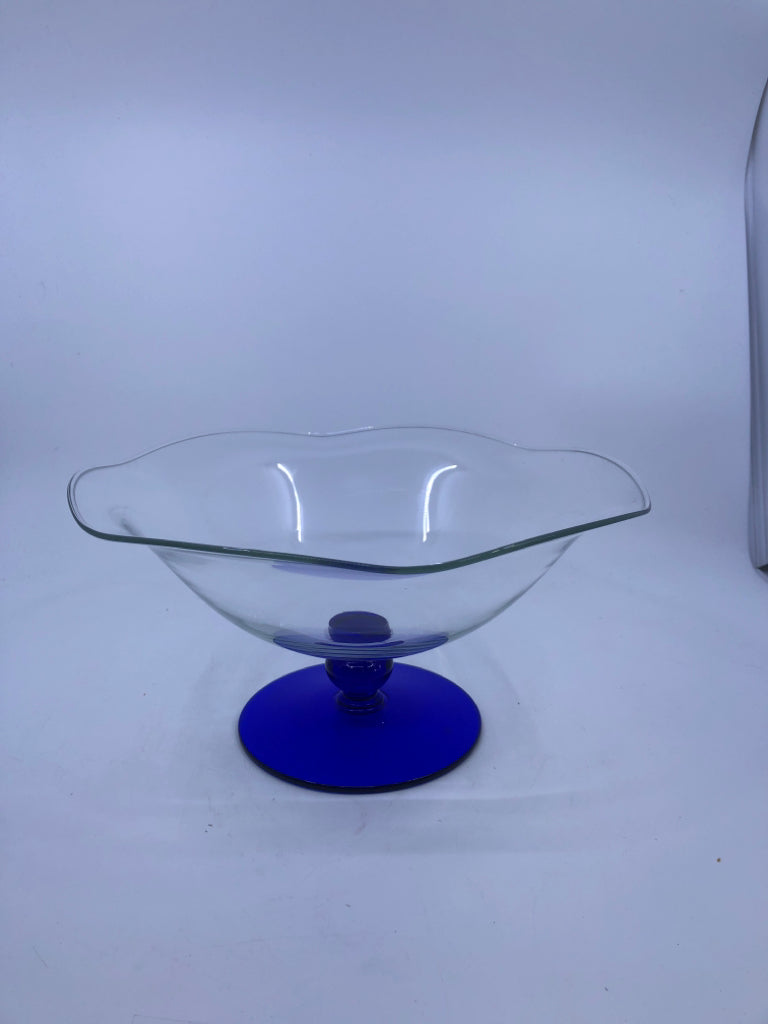 COBALT BLUE FOOTED CANDY DISH.