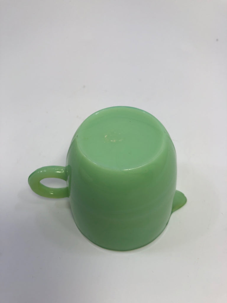 VTG JADEITE MILK GLASS CREAMER.