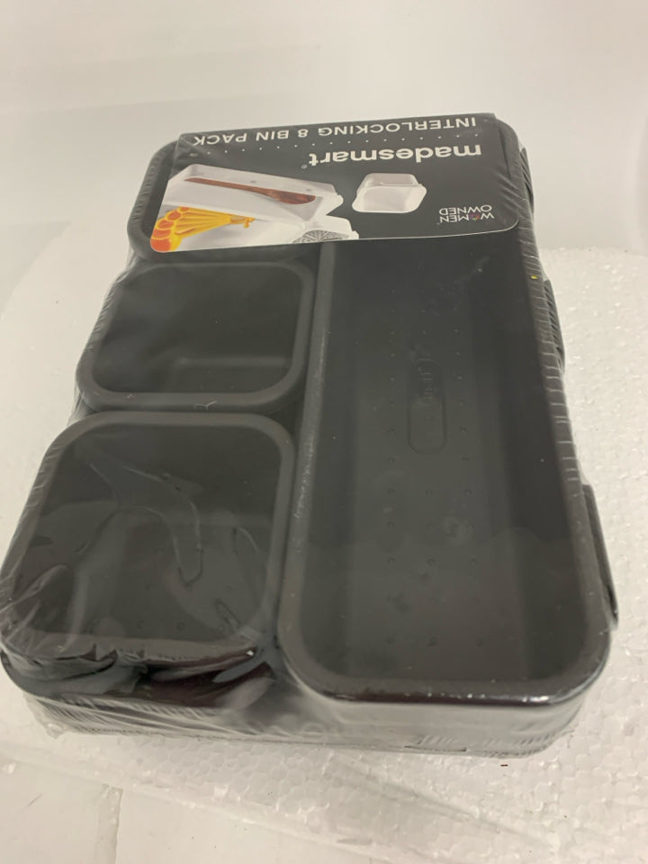 NIP BLACK PLASTIC INTERLOCKING 8 BIN PK.