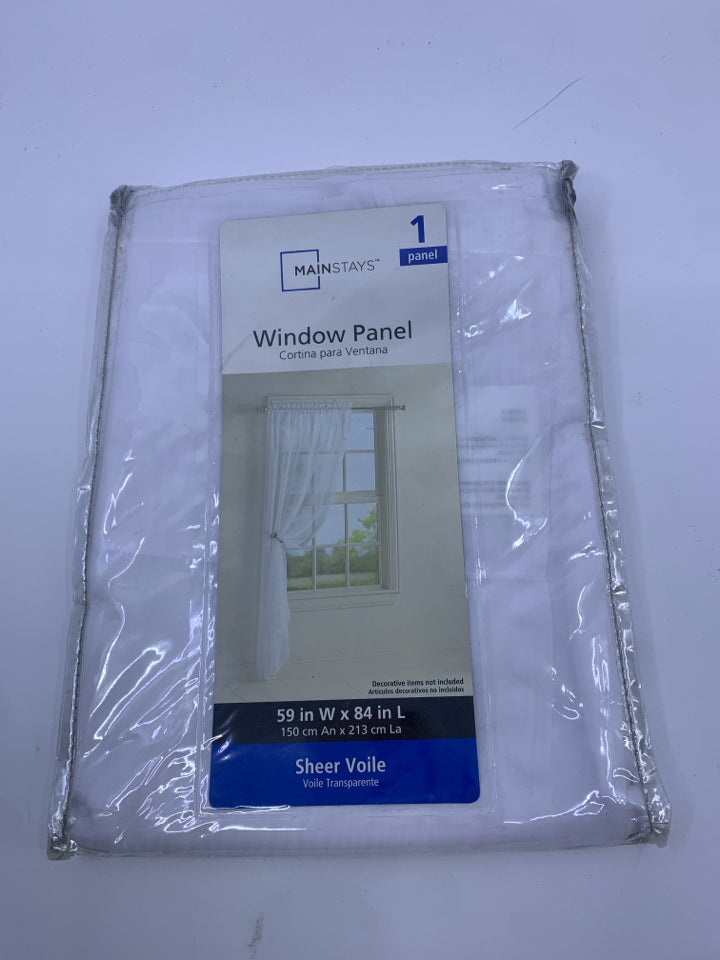 MAINSTAYS WHITE SHEER WINDOW PANEL.