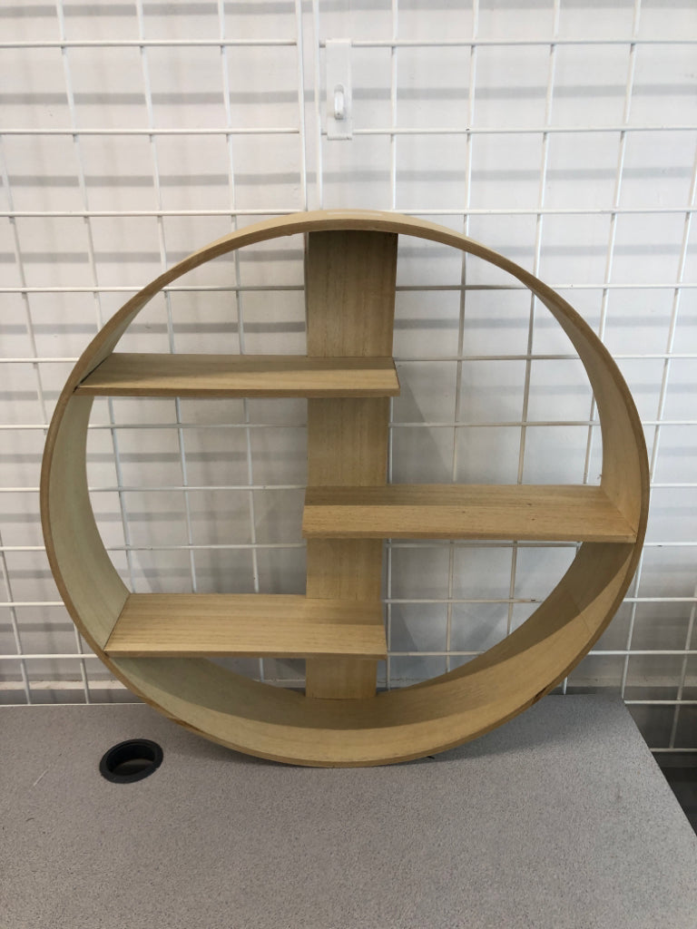 ROUND WOOD WALL SHELF.