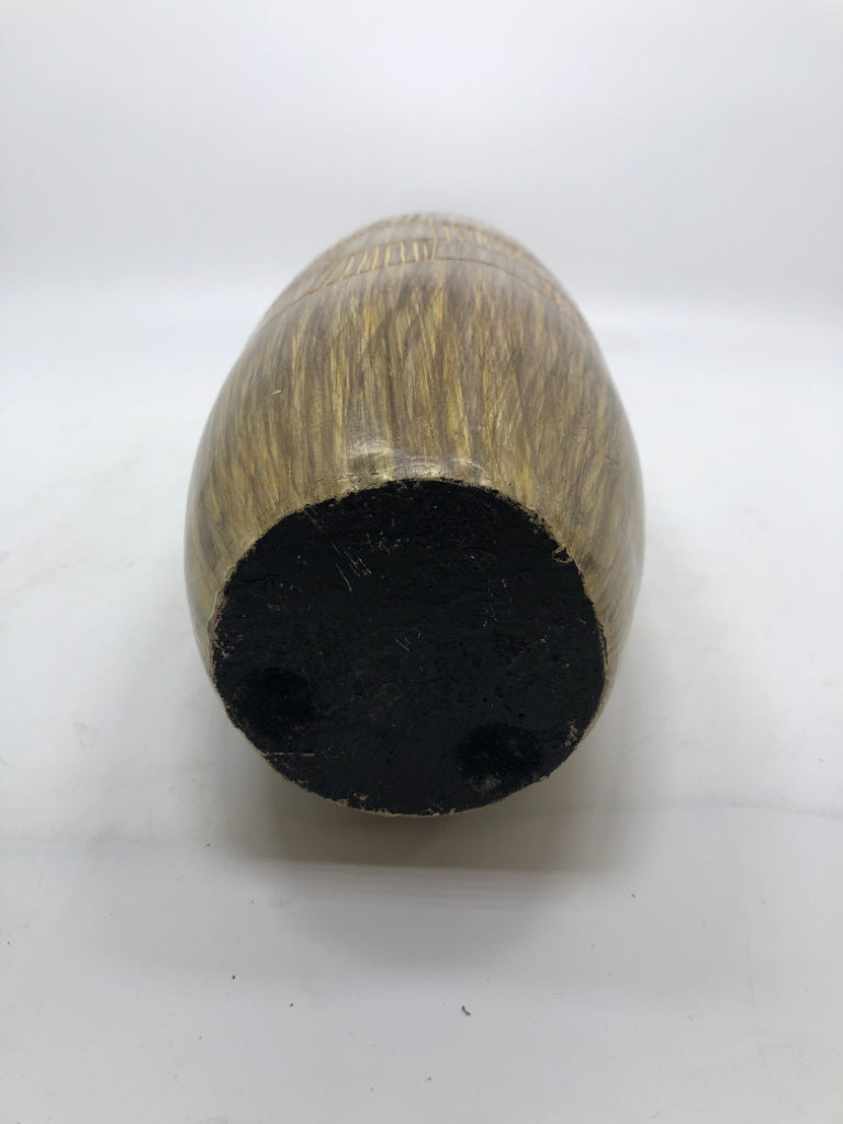 TEXTURED WOODEN VASE.