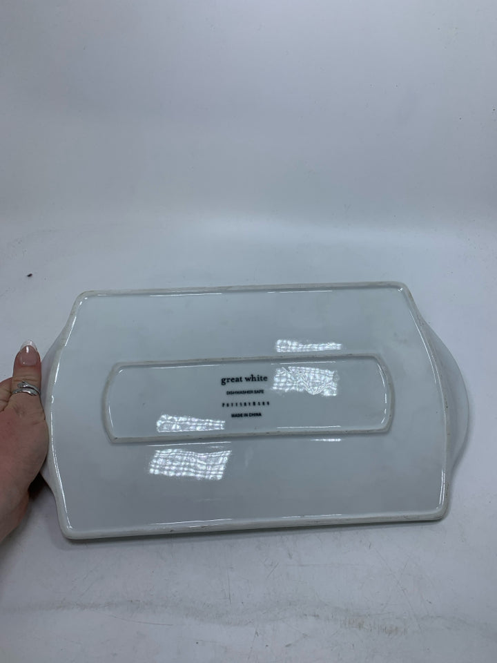 HEAVY CERAMIC TRAY GREAT WHITE PATTERN.